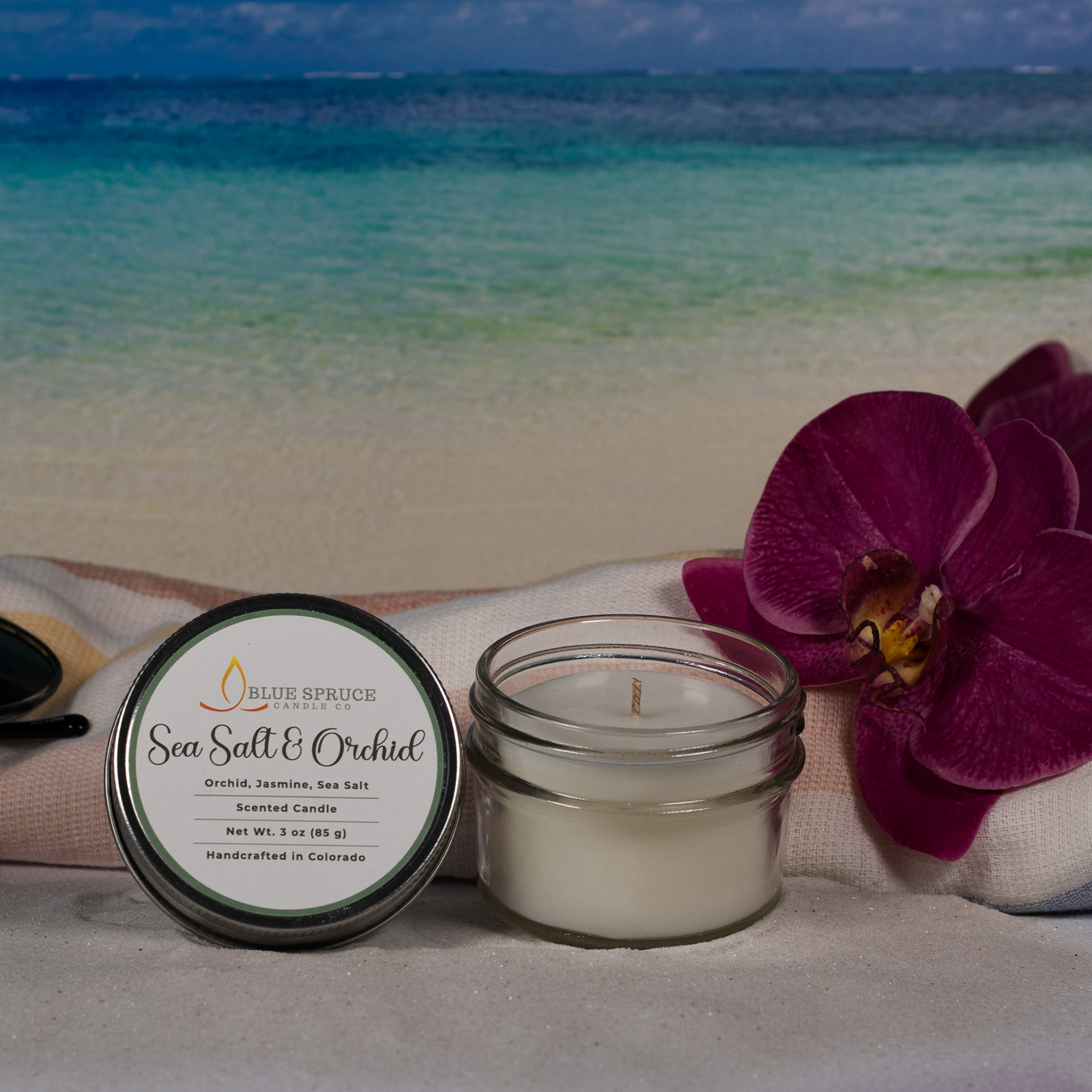 Luxurious Sea Salt and Orchid Scented Candle
