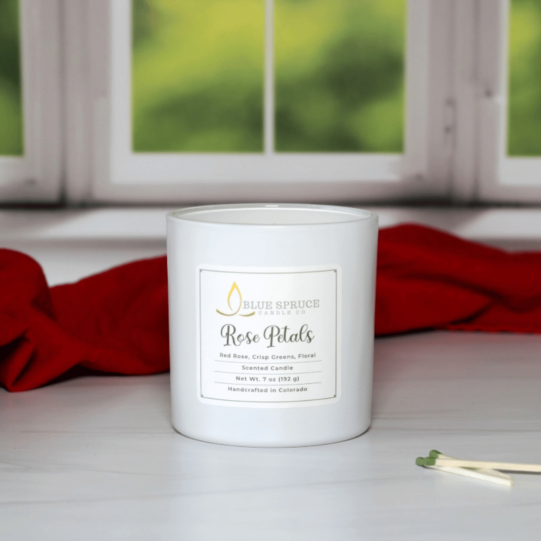 Handcrafted Rose Petals Scented Candle l Blue Spruce Candles