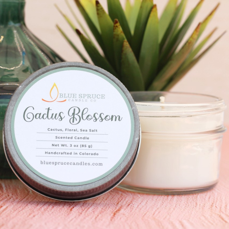 Cactus Blossom Floral Scented Candle, Blus Spruce Candles